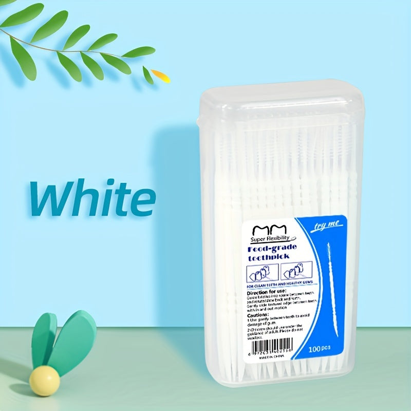 Ikki rangli plastik baliq suyak tish ignalari og‘iz gigiyenasi uchun, sayohat uchun quti