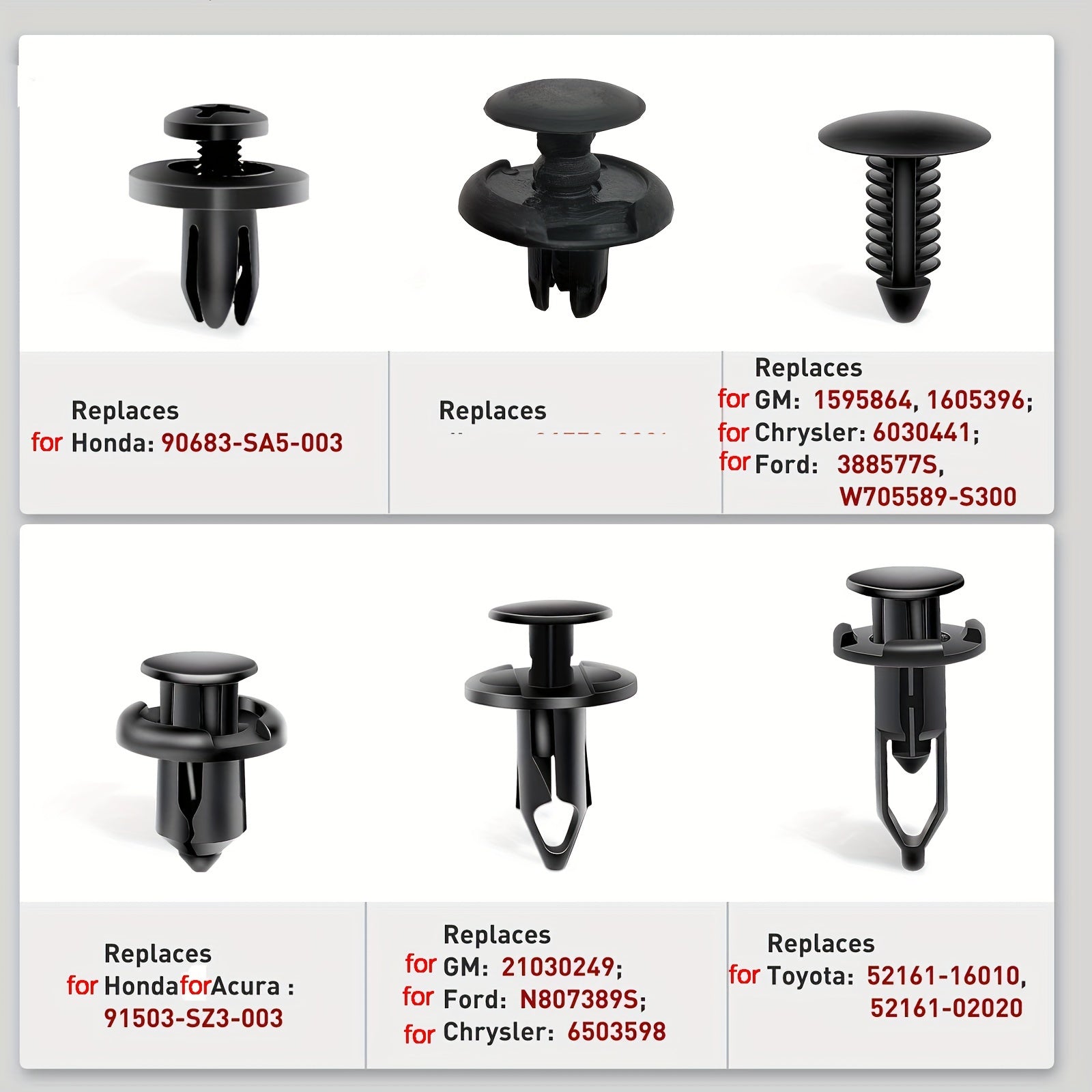 200Pcs Universal Car Fixing Clips Assortment 6mm-10mm Bumper Rivets