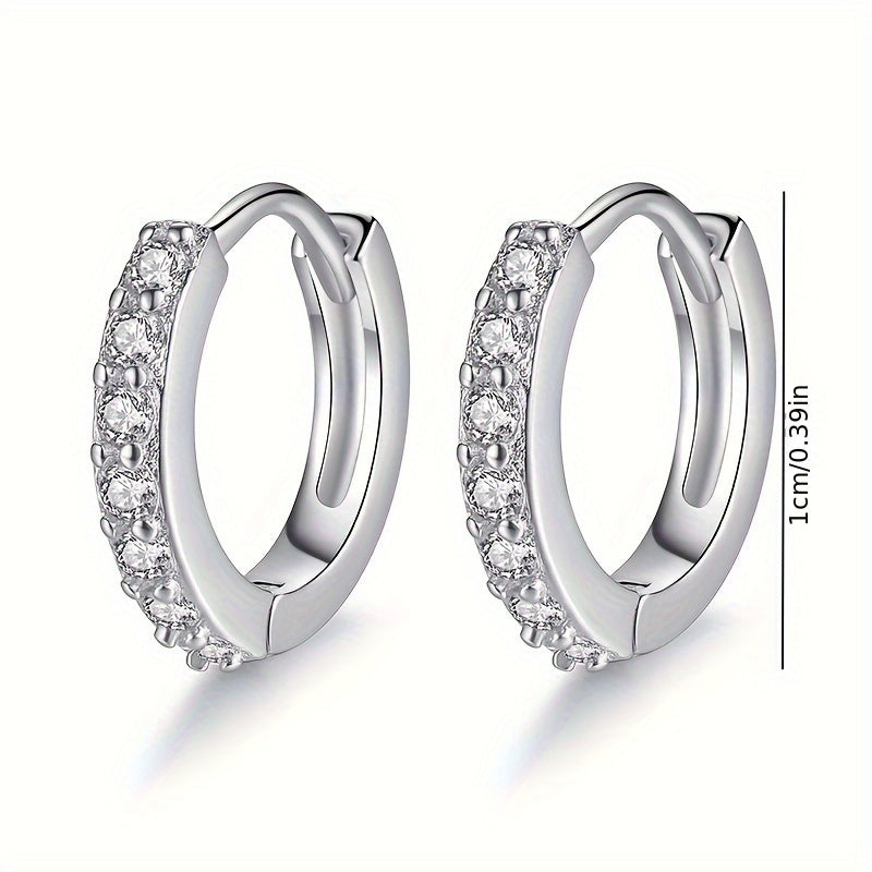 Women's Slim Micro-Inlaid Steel Ear Clips Small Elegant Trendy 1cm