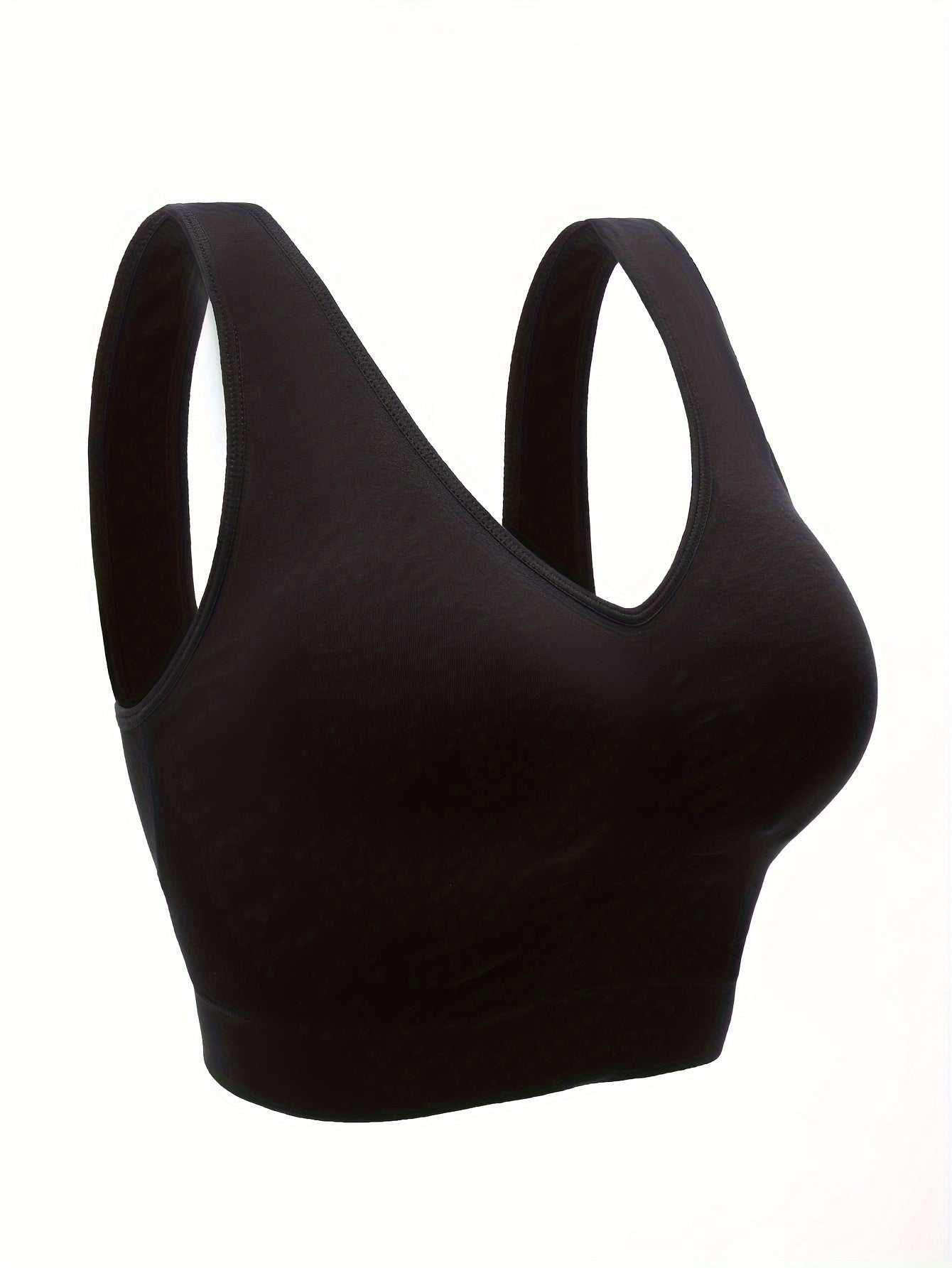 Plus size ayollar uchun shikastlanmagan sport bra, dumaloq bo’yinli, bir rangli faol kiyim