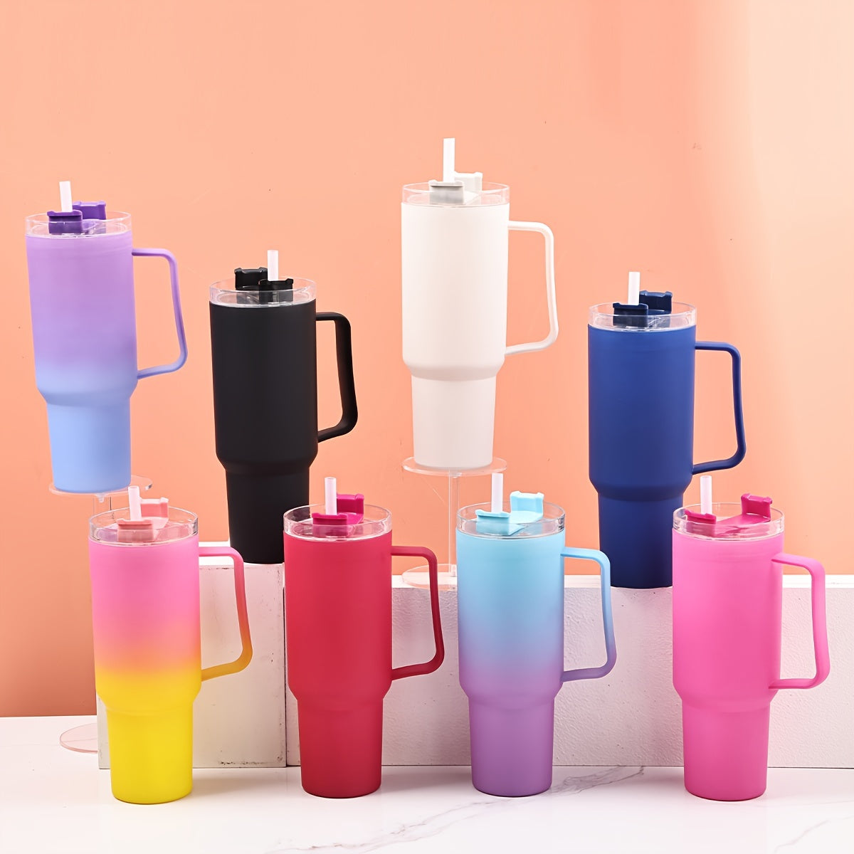 Lightweight Plastic Travel Mug with Straw for Hiking Hand Wash Only