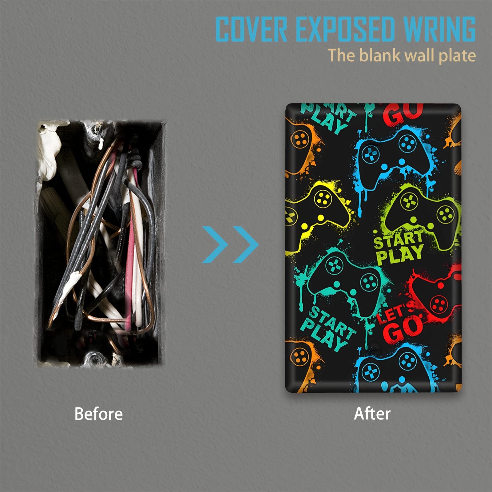 Cubierta de interruptor de luz 3D para una instalación fácil, decoración sin baterías en cocinas, baños y salas de estar