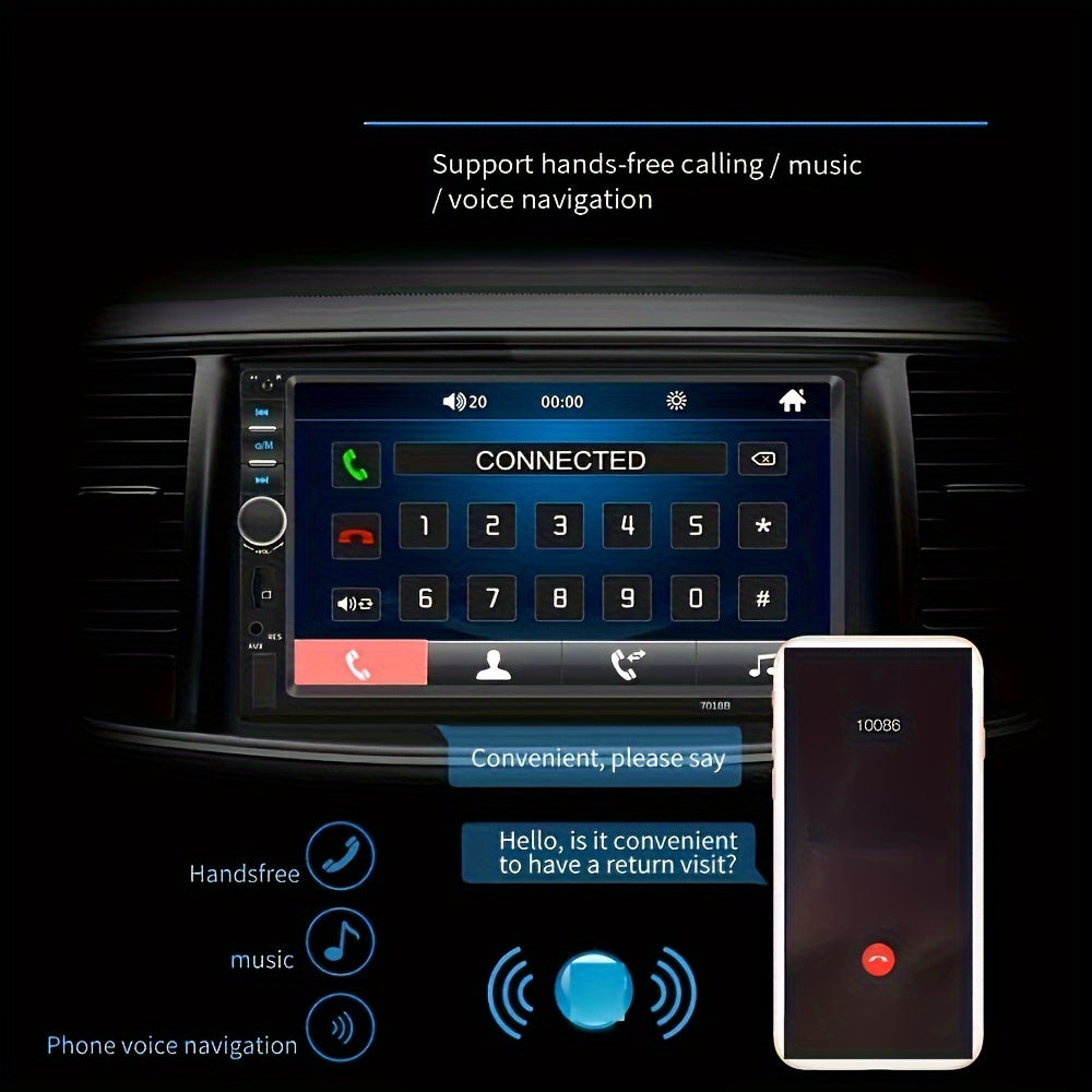 Estéreo de coche Double Din de 17.78cm con cámara de respaldo, inalámbrico, USB, AUX, TF, Mirror Link