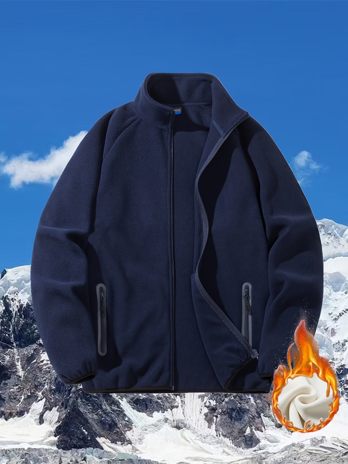 Plus Size Women's Fleece Jacket Polyester Sports Stand Collar Pockets