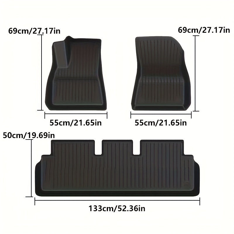 Car Floor Mats Set for Tesla Model 3 Highland 2024 All-Weather TPE 3D