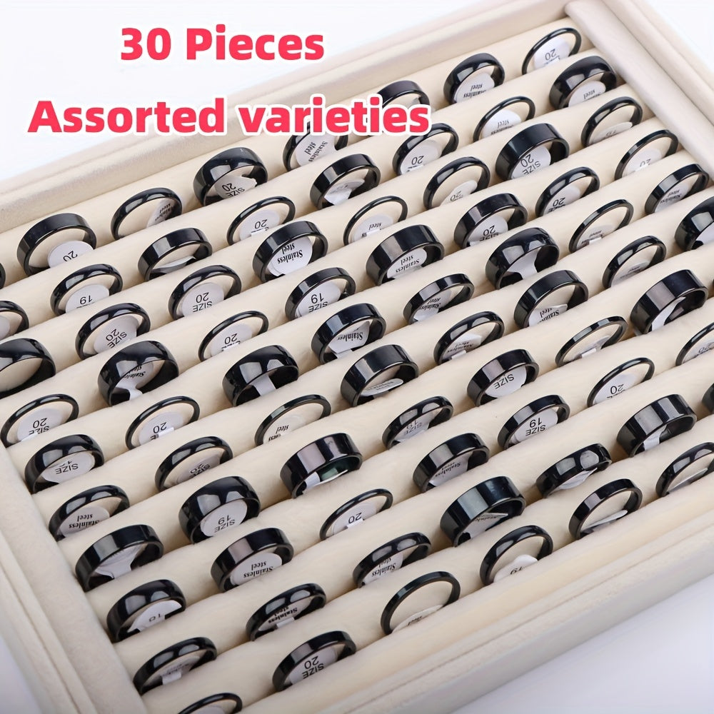 Women's Stainless Steel Rings Pack of 30/50 Minimalist Smooth 2-8mm for Engagements and Weddings