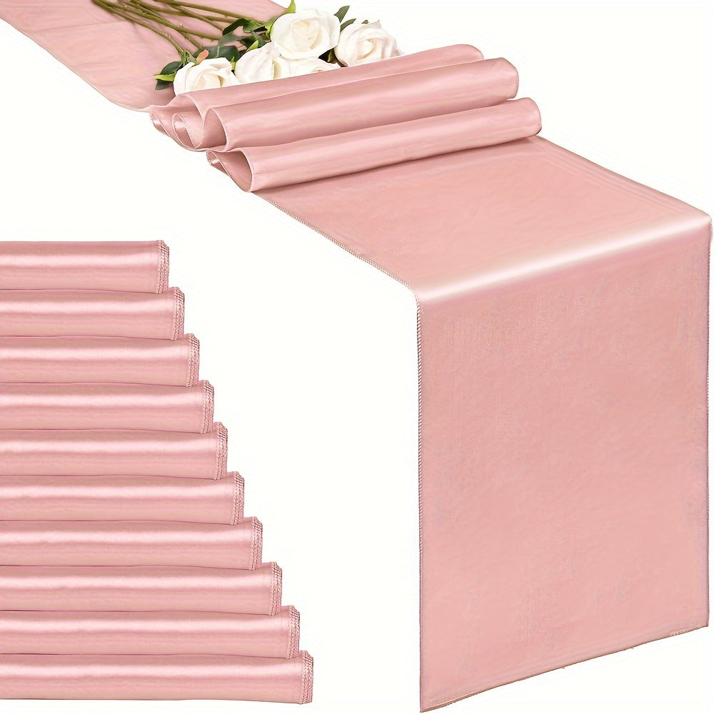 10pcs Rose Gold Satin Table Runner 29x275cm for Weddings Birthdays Banquets