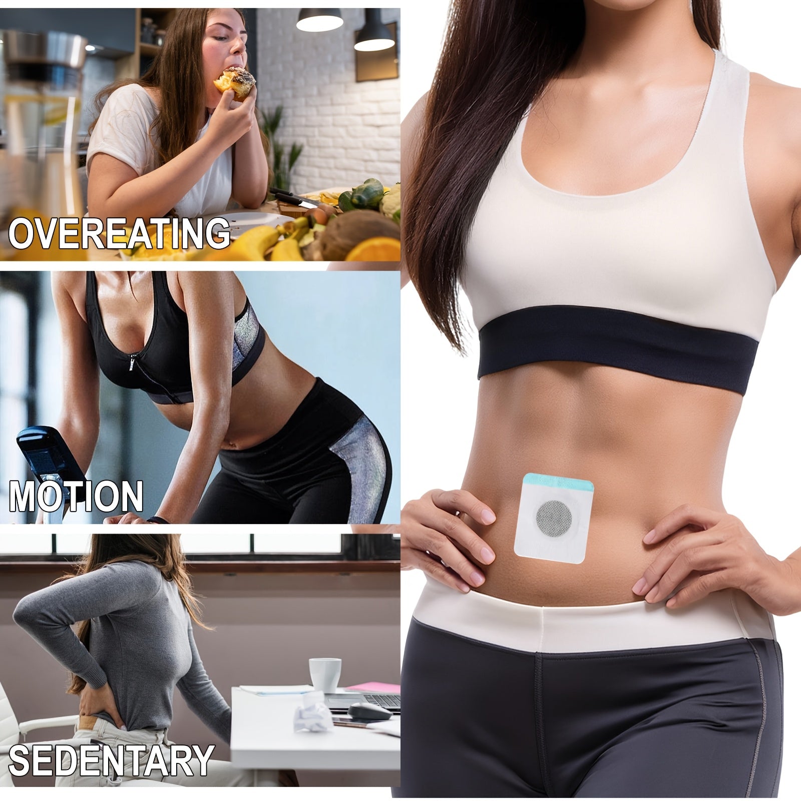 60 dona Qorni, Bel, Qo‘l, oyoq uchun Qorni Qattiqlashtiruvchi Plasterlar, Gialuron Kislota bilan