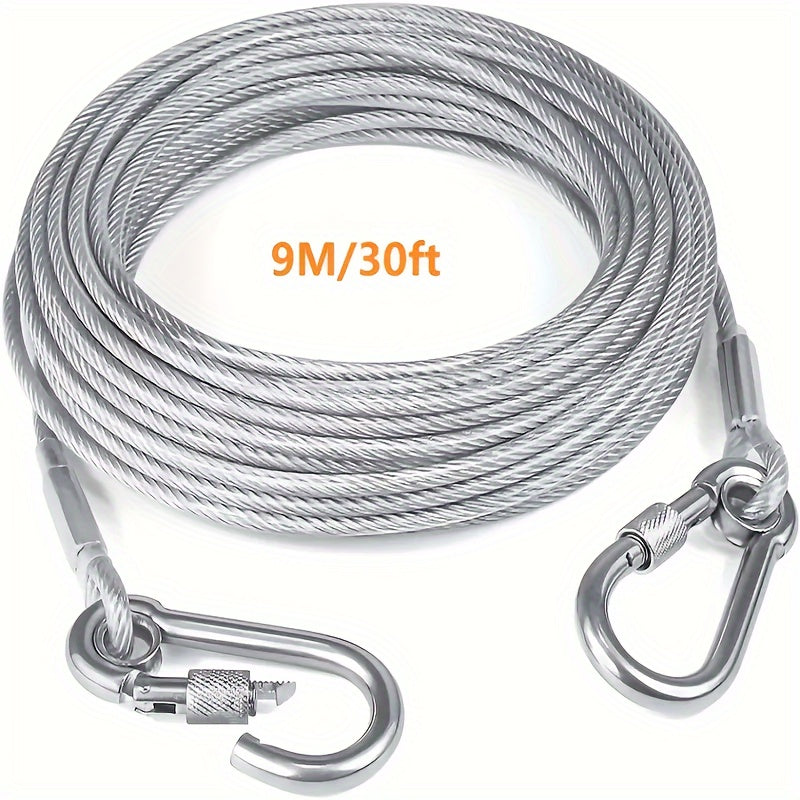 Stainless Steel Dog Tie-Out Cable 113.4 KG Capacity Reflective Swivel Snap