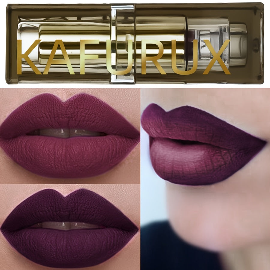 Women Matte Lipstick Waterproof Long-Lasting Burgundy and Gold Shades