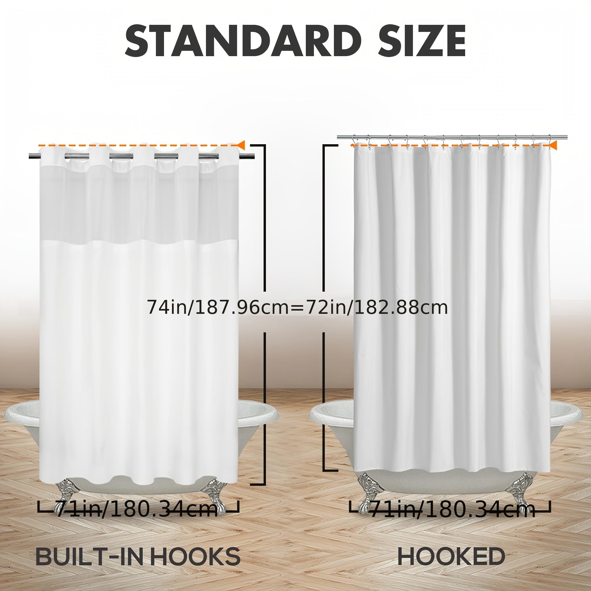 White Shower Curtain with Snap-In PEVA Liner Waterproof 71x74 Inches