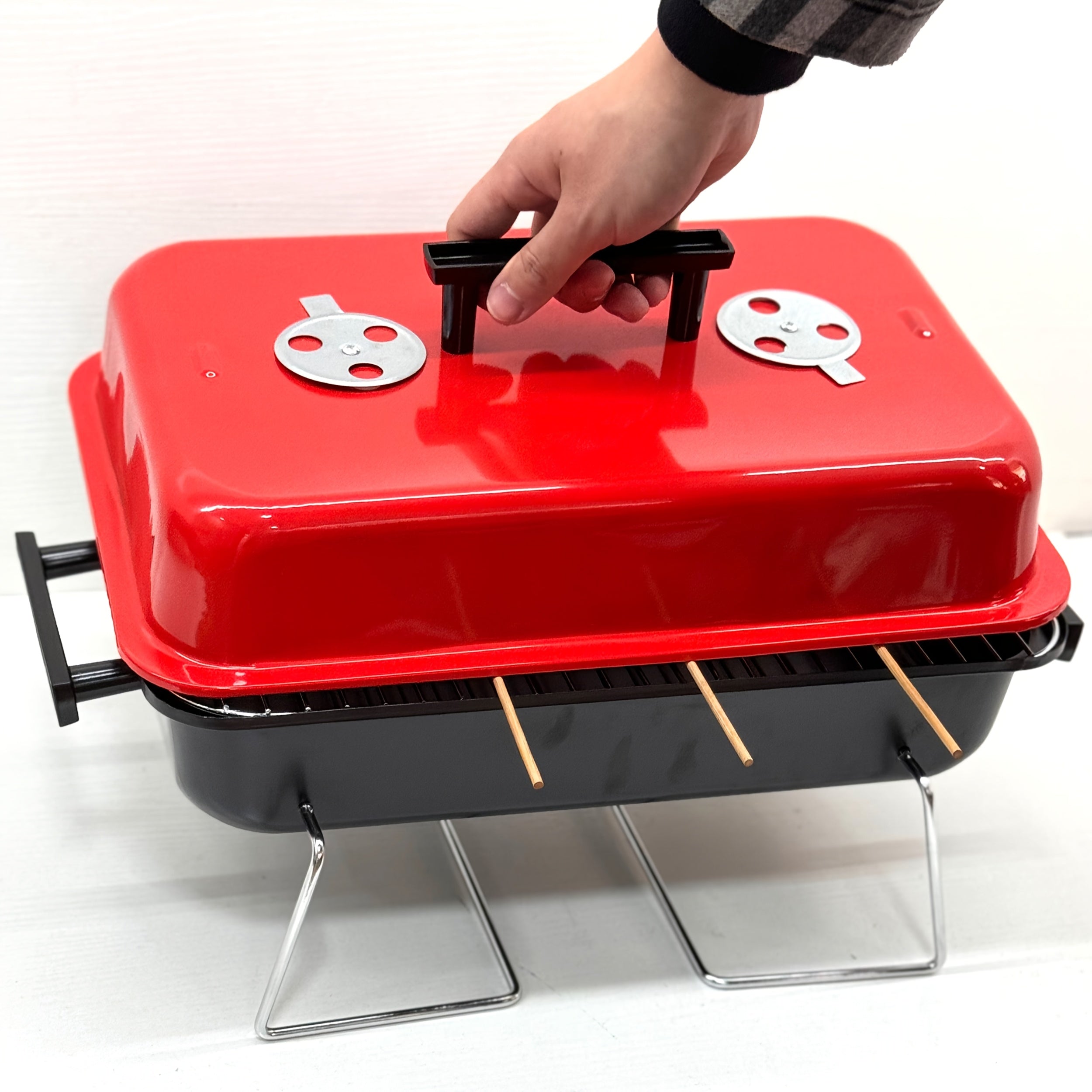 Compact tabletop charcoal grill no electricity required for backyard camping picnics beach outings