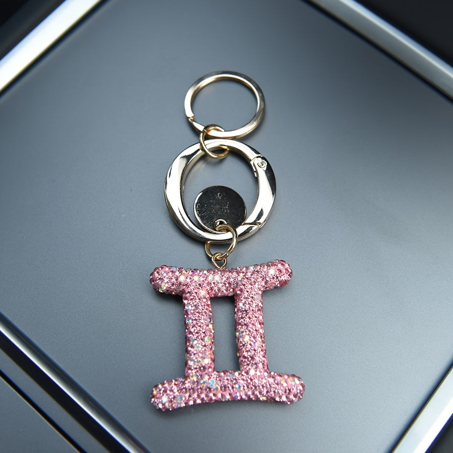 Llavero de resina rosa y metal con cristales para bolsos y mochilas