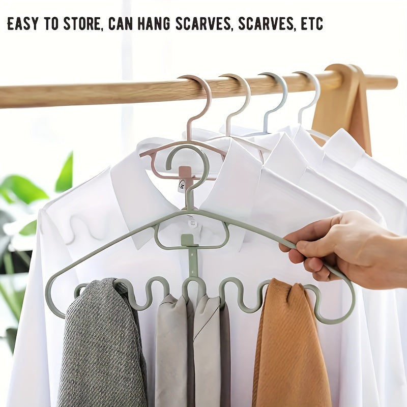 Set of 5 Plastic Hangers with Wave Design for Scarves and Accessories, Space Saving Organizer