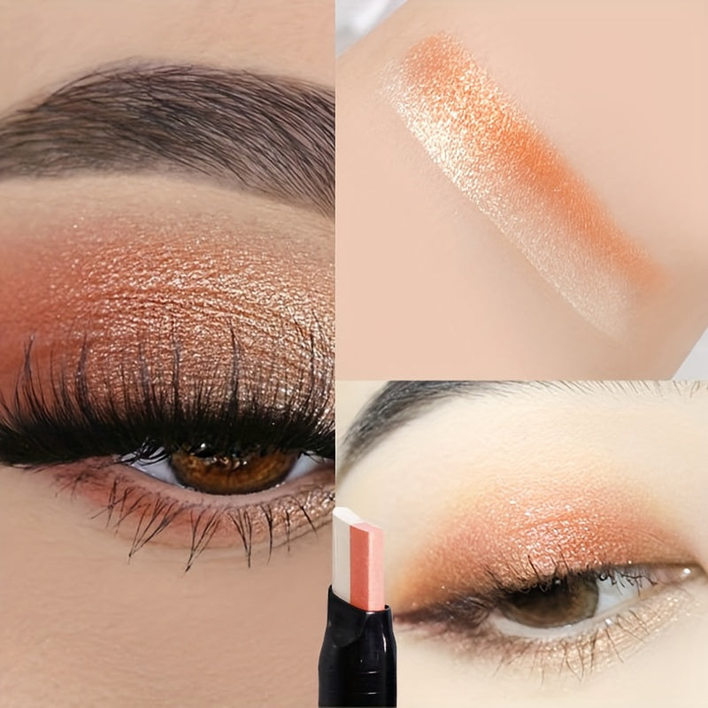 Women Glitter Double Color Gradient Eyeshadow Stick Waterproof 2-in-1 Makeup