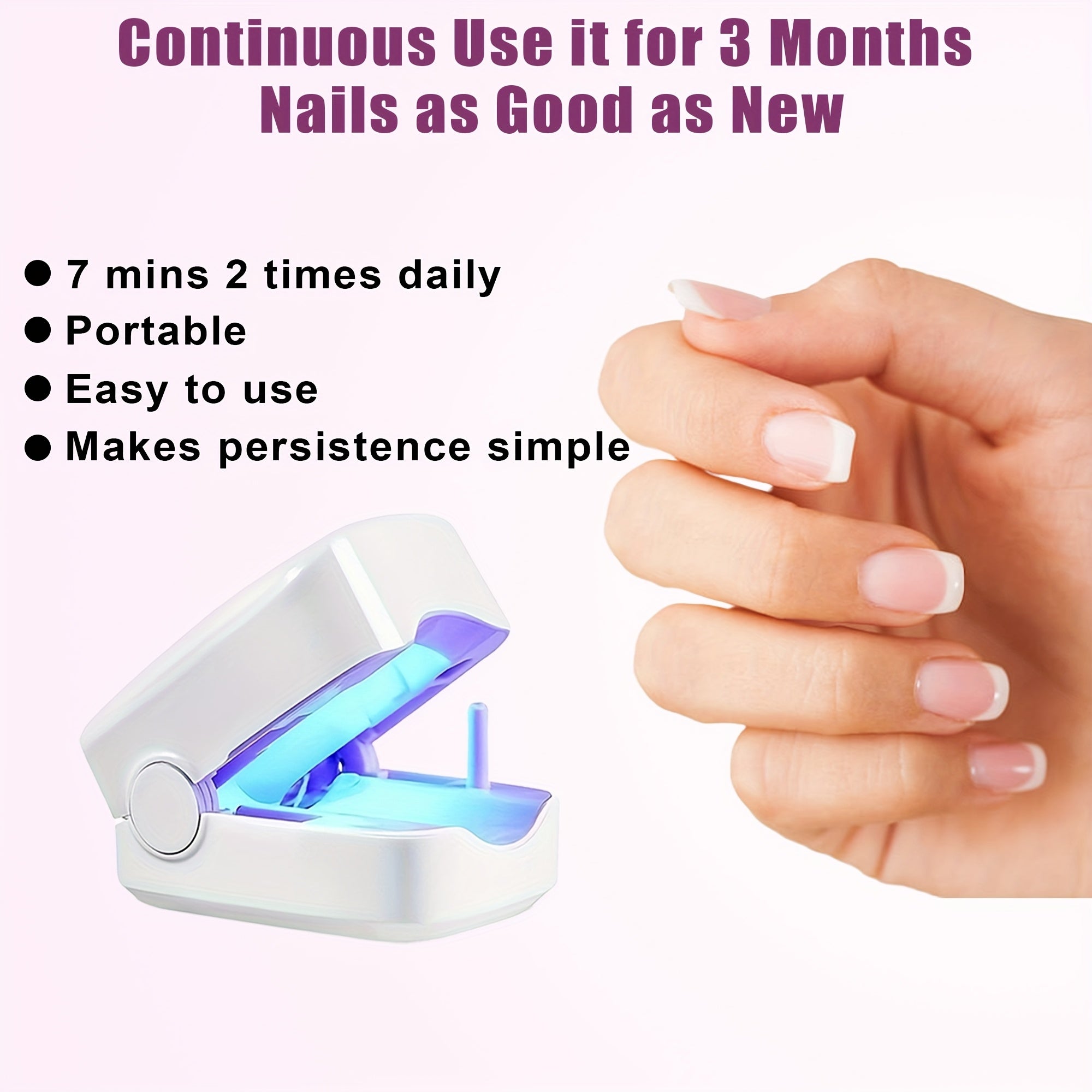 USB Rechargeable LED Nail Fungus Cleaner Lamp Odorless Low Voltage Portable Nail Care Device