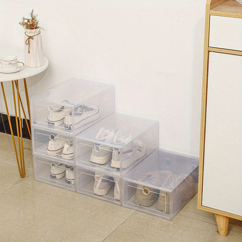Foldable Transparent Plastic Storage Boxes with Round Holes for Shoe Organization