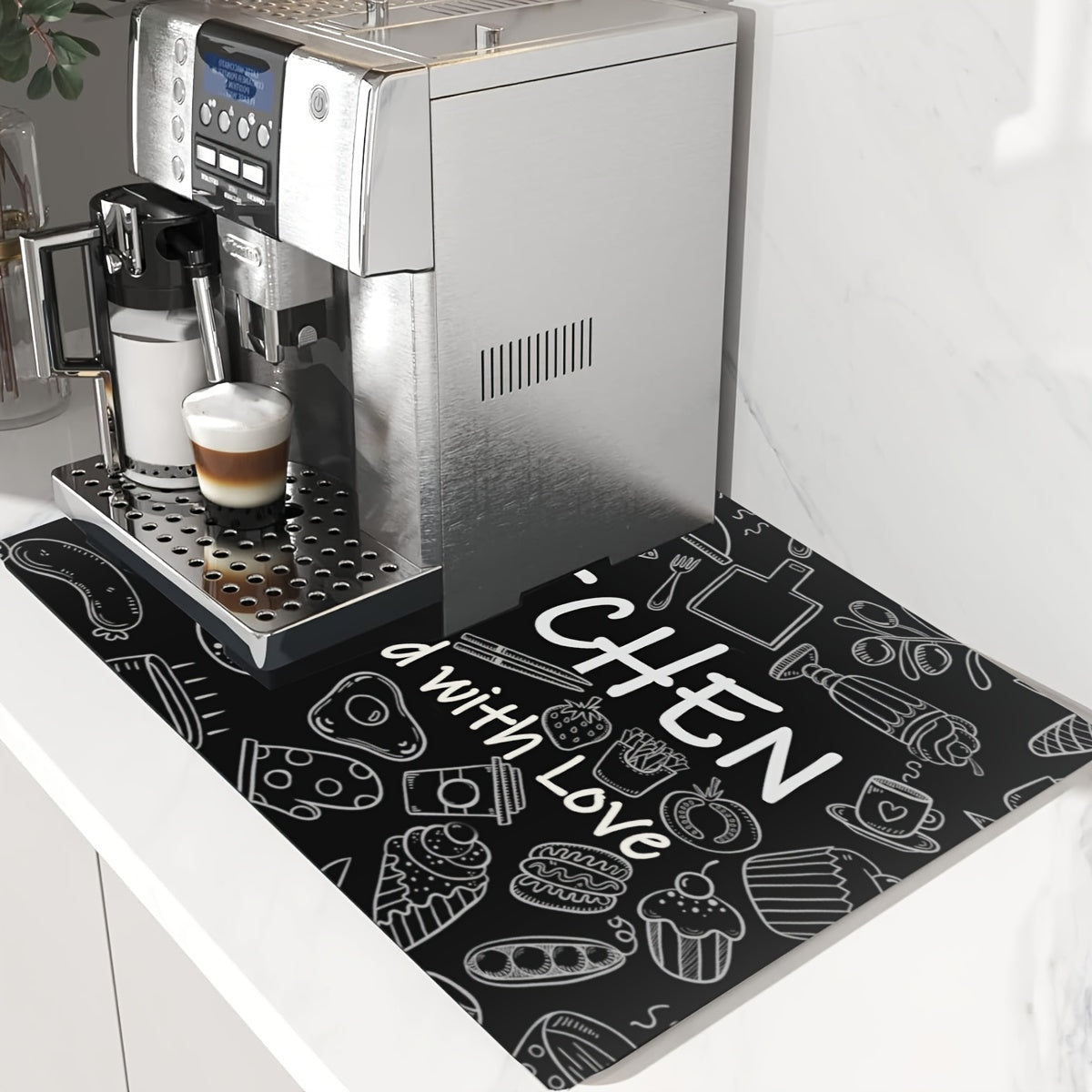 Diatom Mud Kitchen Countertop Protector Mat Food Print Extra Large 72x52cm