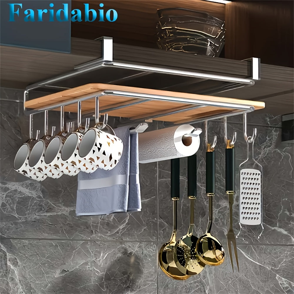 Stainless Steel Kitchen Cabinet Organizer with Hanging Rack for Cutting Boards and Essentials