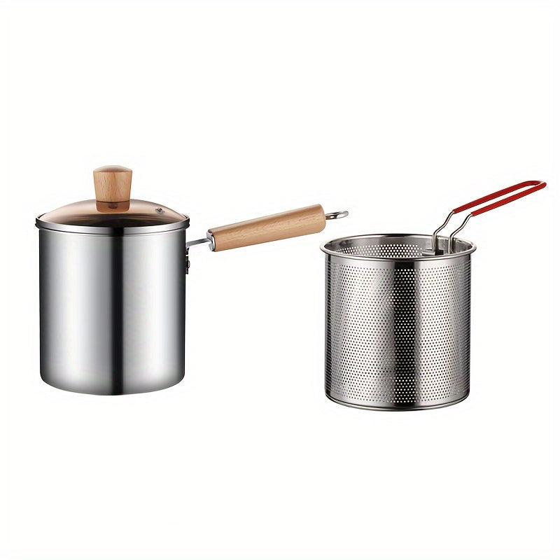 Freidora de acero inoxidable compatible con inducción olla de cocina multifunción que ahorra aceite