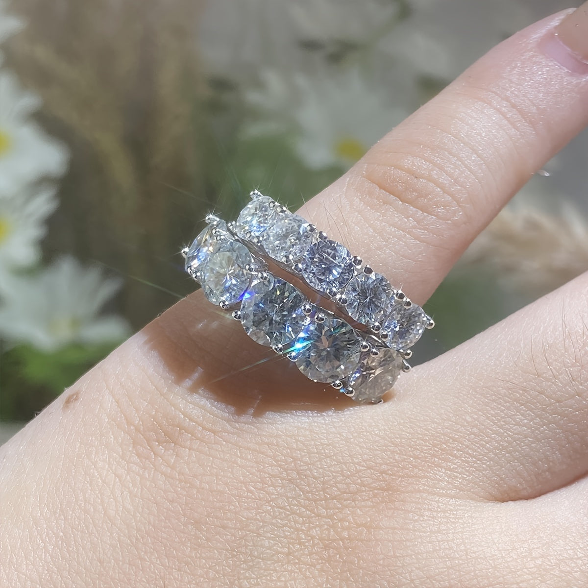 Sterling Silver Moissanite Promise Ring 0.5 Carat or 1 Carat Engagement Wedding Gift