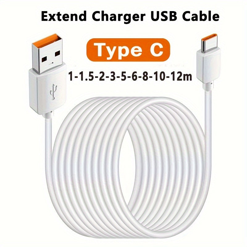 Long USB-C Fast Charging Cable for Android Phones Cameras Printers 10ft