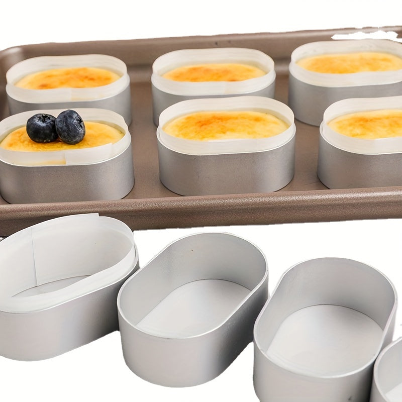 Set of 10 Oval Cheese Ramekins with Lids, Durable Aluminum Molds for Souffle and Dip