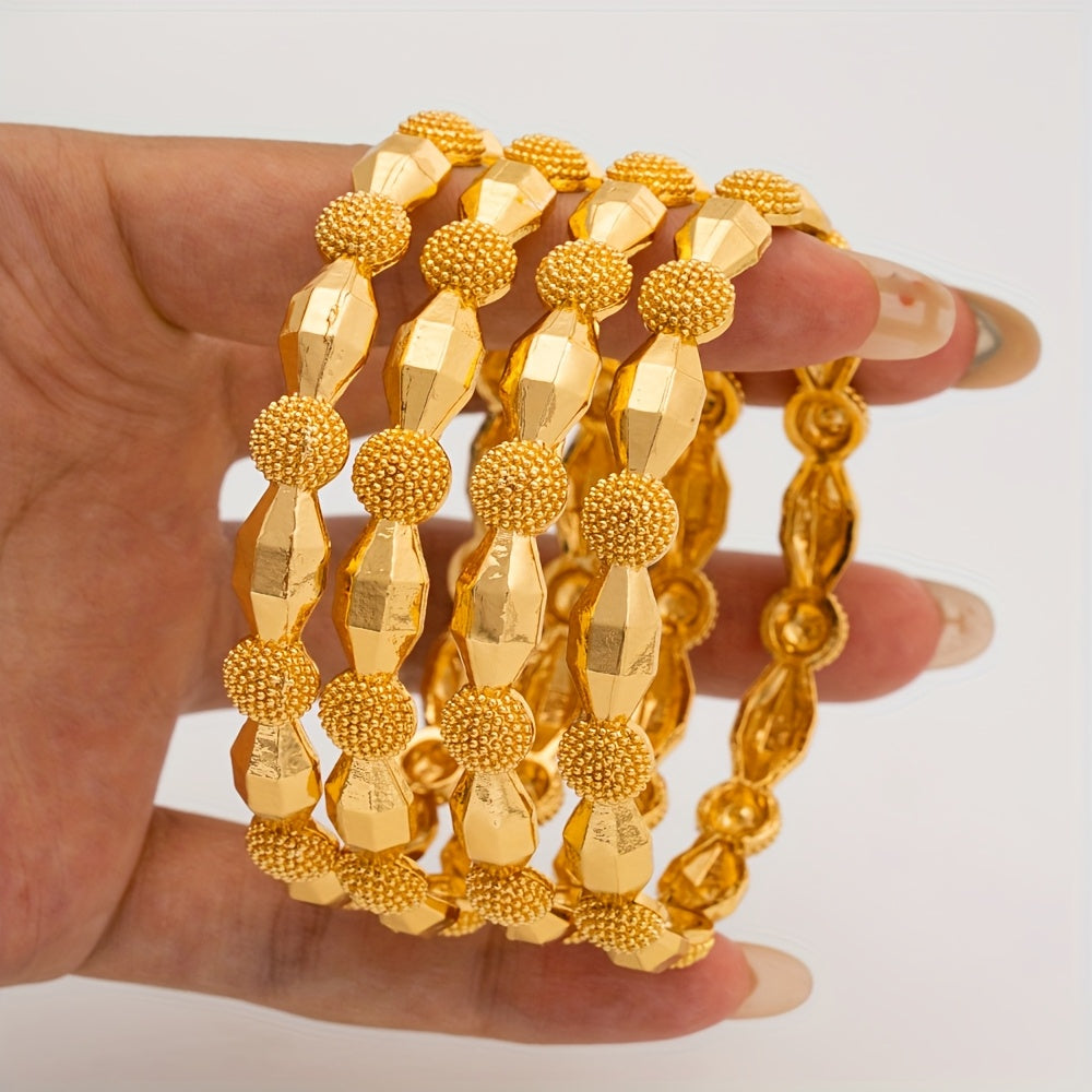 Set of 4 Dubai-Inspired Alloy Bangles for Women Ethnic Bridal Jewelry and Festive Occasions