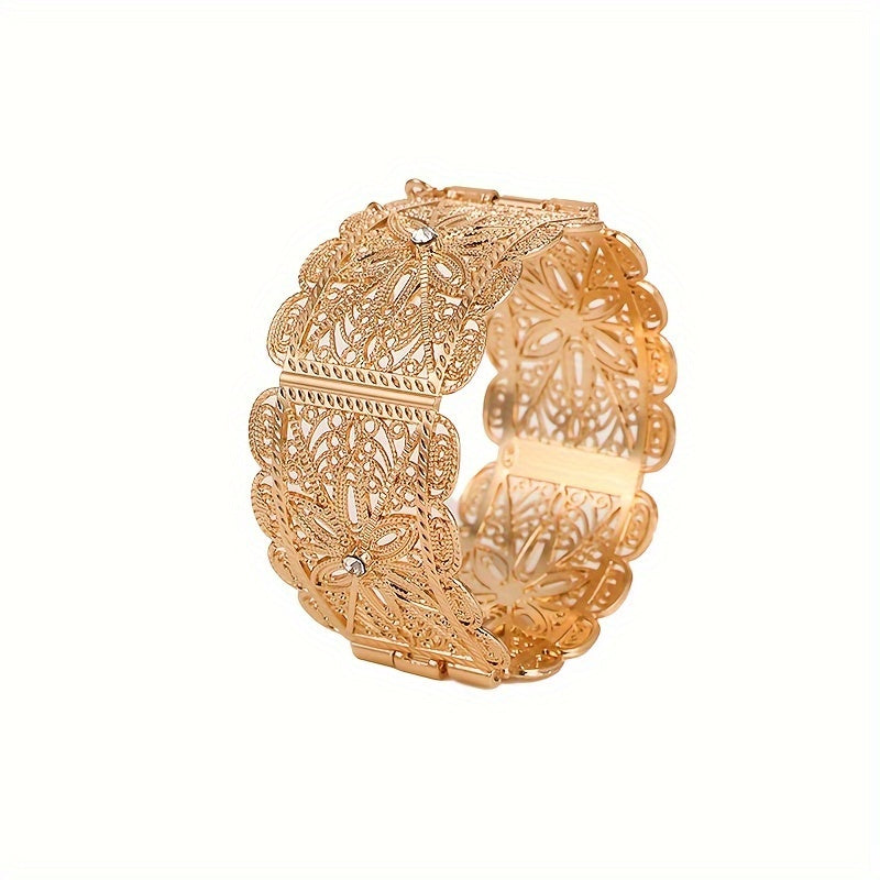 Women's Gold-Plated Metal Bracelet for Traditional Festivals and Wedding Accessories