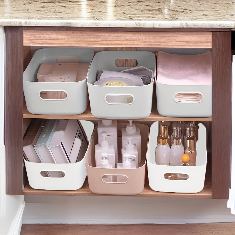 Set of 10 White Plastic Storage Bins for Household Cosmetics Snacks Food Organization