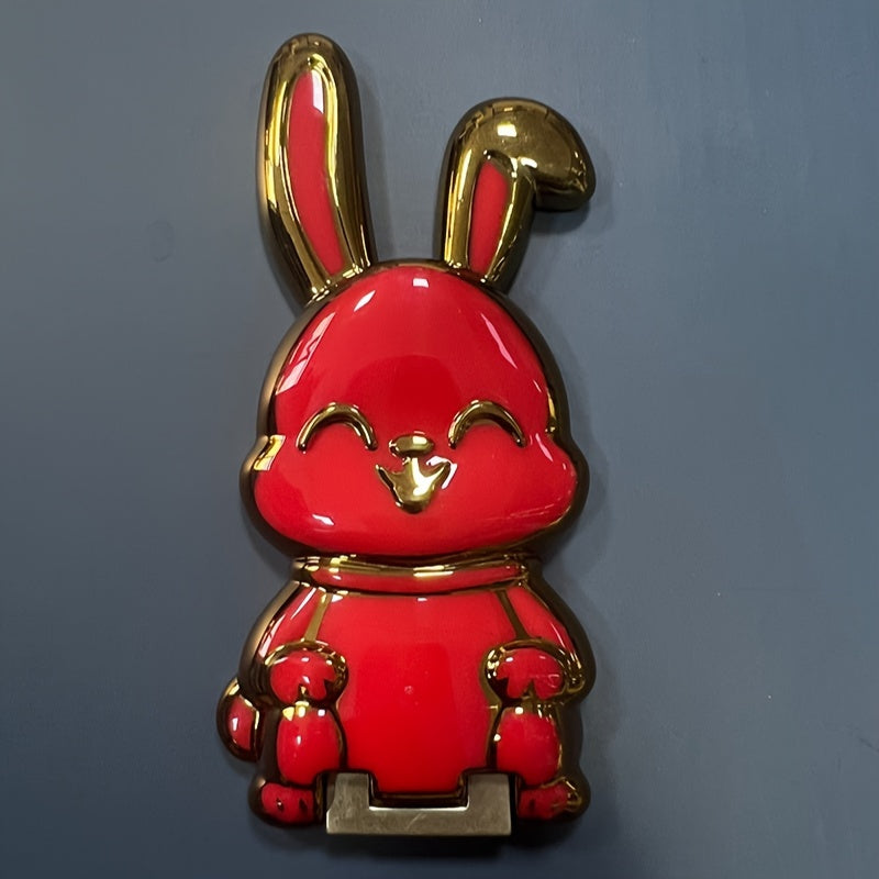 Waterproof Foldable ABS Phone Stand with Adjustable Cartoon Bunny Design for Smartphones and Tablets