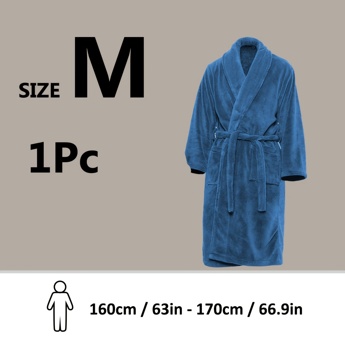 Unisex Fleece Bathrobe with Shawl Collar Soft Machine Washable