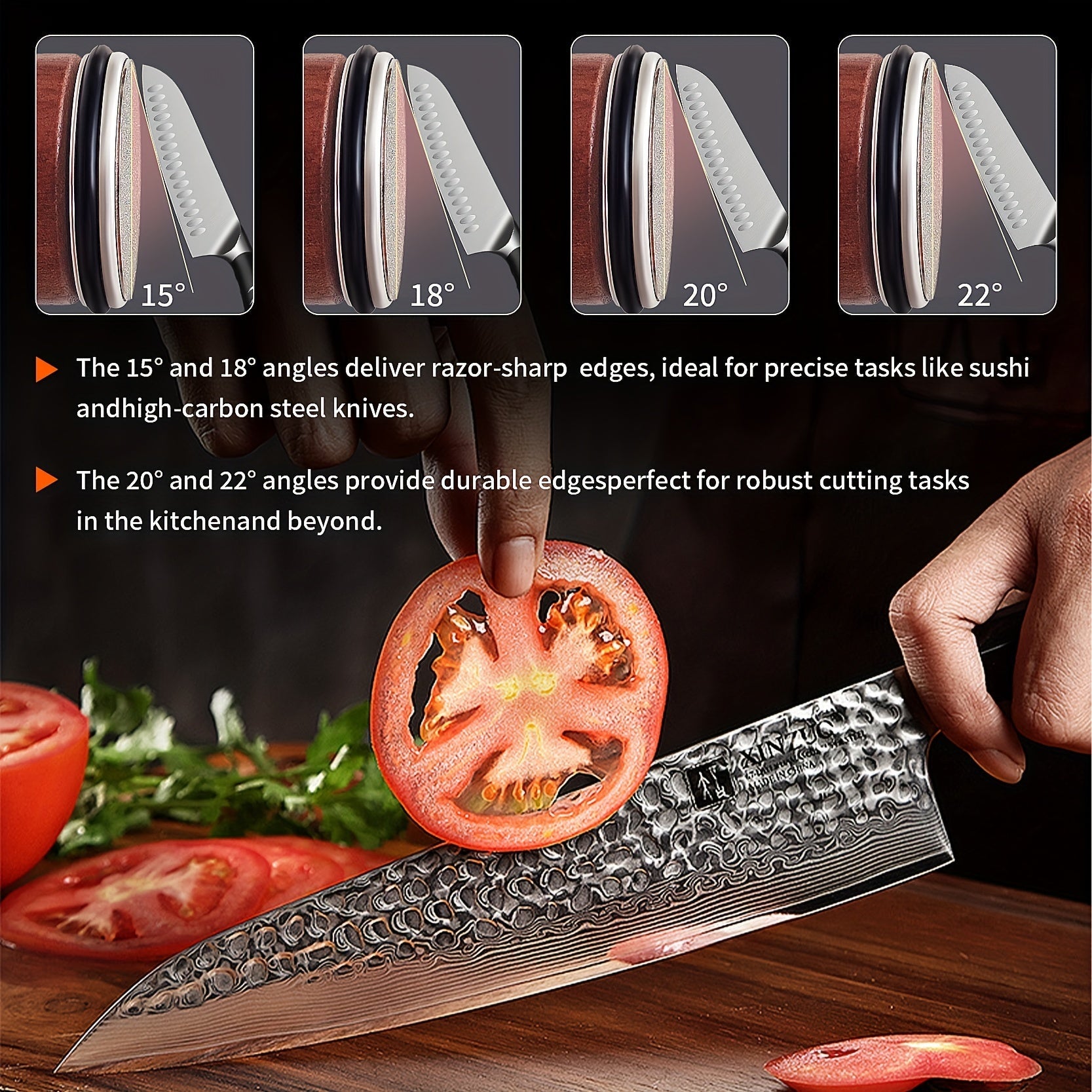 Ceramic Knife Sharpener Kit with Adjustable Angles, Manual, Household Use