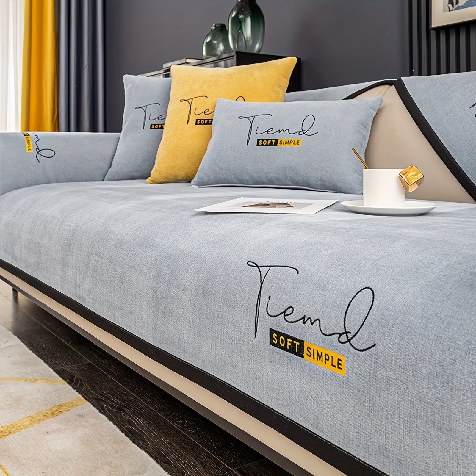 Chenille Couch Cover Non-Slip Sofa Protector for Living Room Bedroom Office