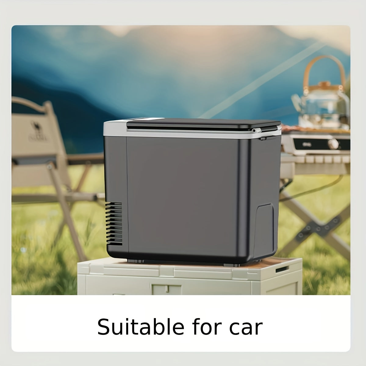 Sayohat, lager va saqlash uchun portativ 10L avtomobil muzlatgich sovutgich va ventilyator