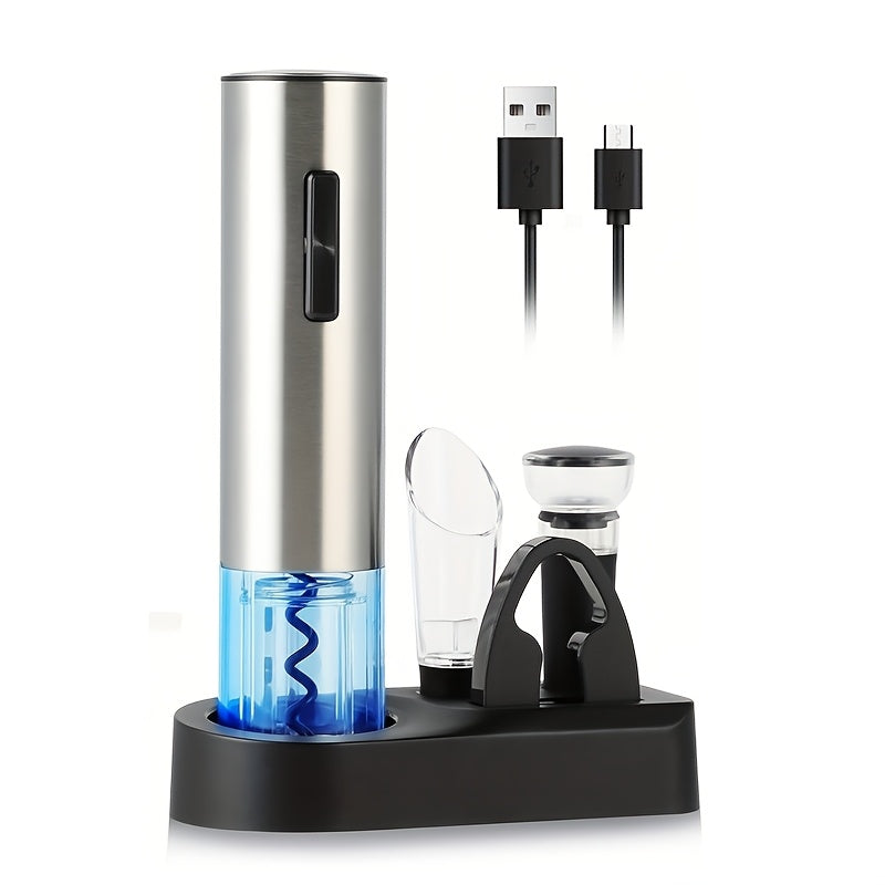 Abrelatas eléctrico 6 en 1 para botellas de vino con accesorios de carga USB para reuniones