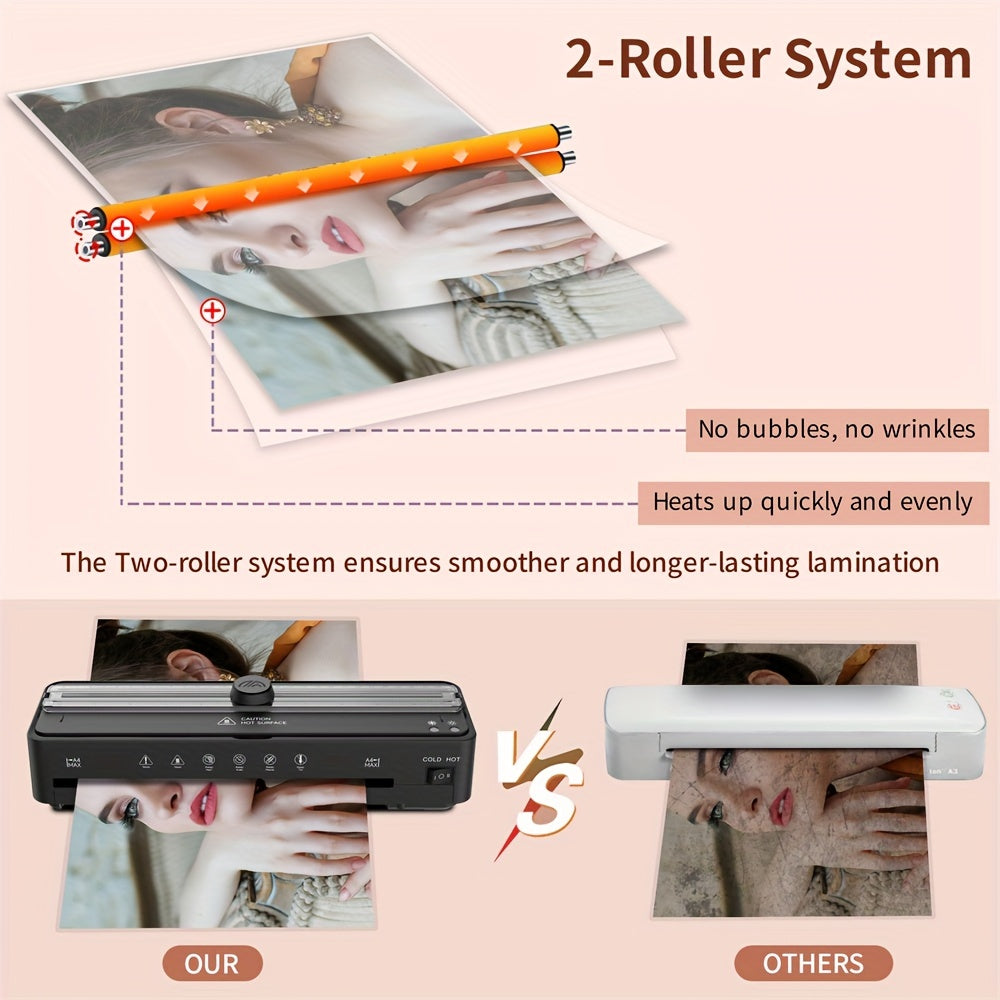 A4 Laminator Machine with Cutter Corner Rounder 10 Pouches Cold Thermal Fast Warm-Up