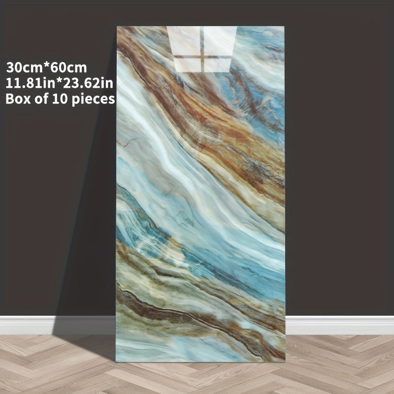 Marble Effect Self-Adhesive Wall Tiles Vinyl Waterproof Easy to Clean for Bathroom Kitchen Living Room Bedroom Pack of 10 20 or 50