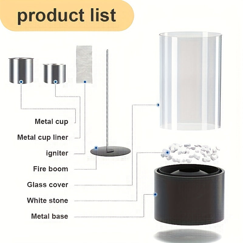 Portable Outdoor Metal Fireplace Light with Glass Panel for Indoor Patio Heating