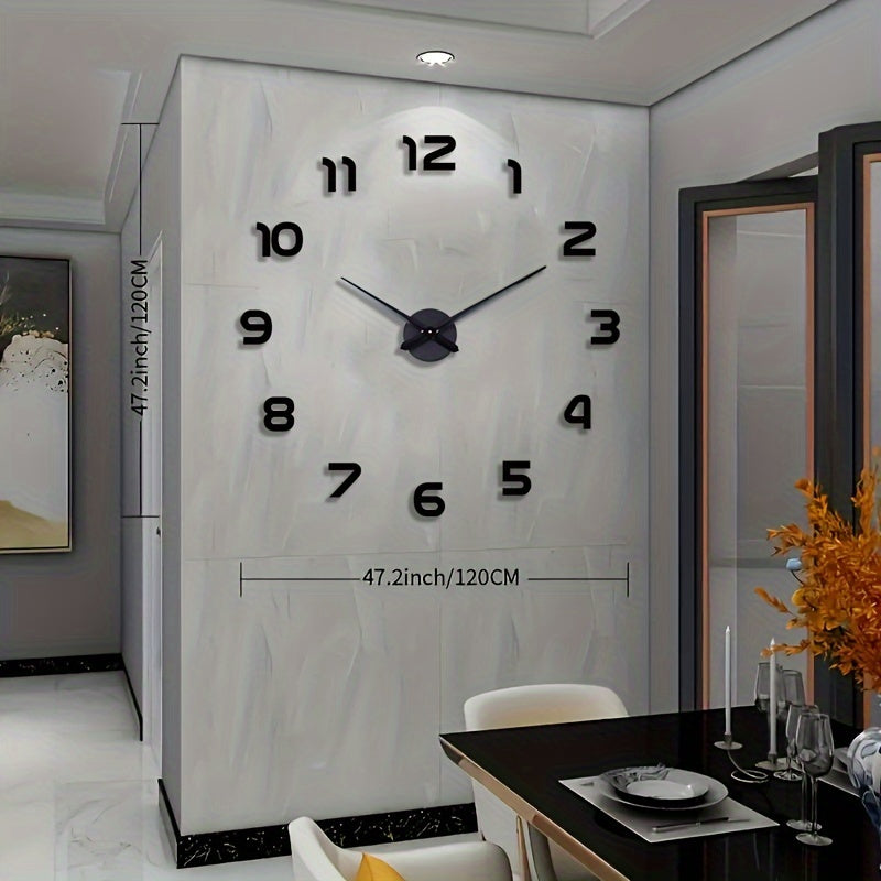 Oversized DIY Wall Clock with Luminous 3D Design, Acrylic Frame, Auto Dimmable