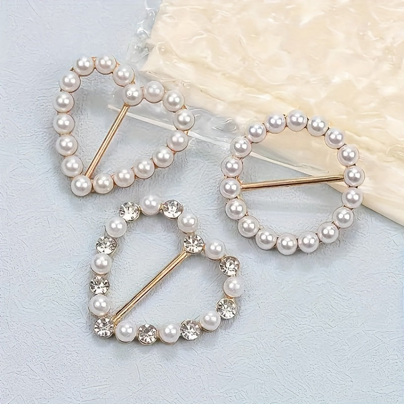Set of 8 Minimalist Alloy Brooch Pins with Pearls and Rhinestones for Clothing and Scarves