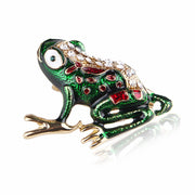 Enamel Frog Brooch Pin Animal-Shaped Crystal Details Unisex Accessory
