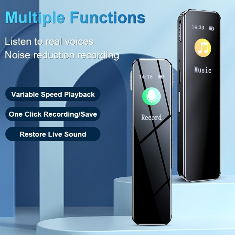 64GB Digital Voice Recorder with LCD Display SD Card Support WAV USB Charging Rechargeable Battery