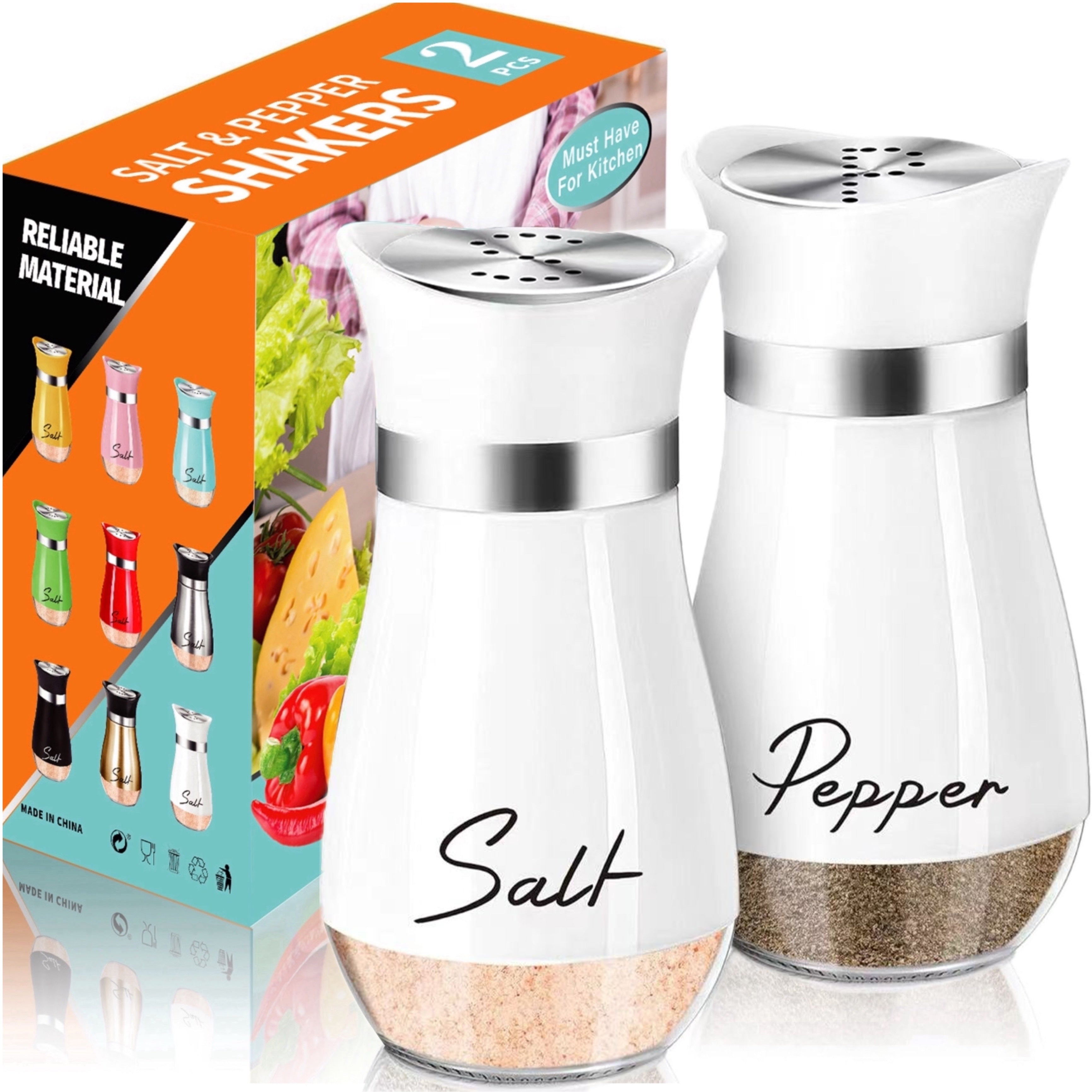 4 oz Pink Glass Salt and Pepper Shaker Set Refillable Stainless Steel Lid