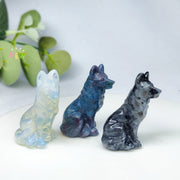 Kristall bilan oymali Bo'ri figuriya, uy bezaklari va sovg'alar uchun hayvon skulpturasi