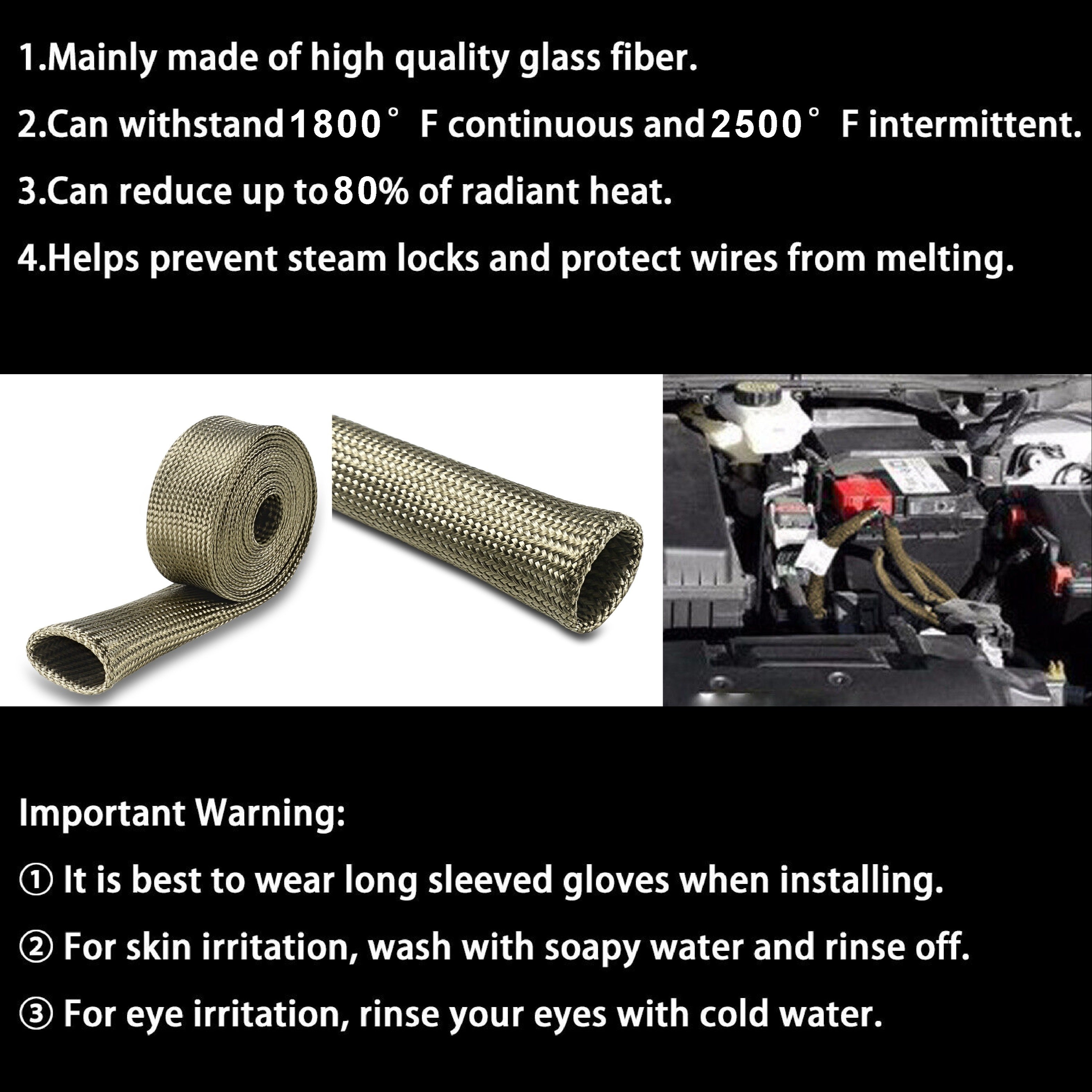 Fuel Line Heat Shield Sleeve Wire Cover for Spark Plug Protects Heat Resistant