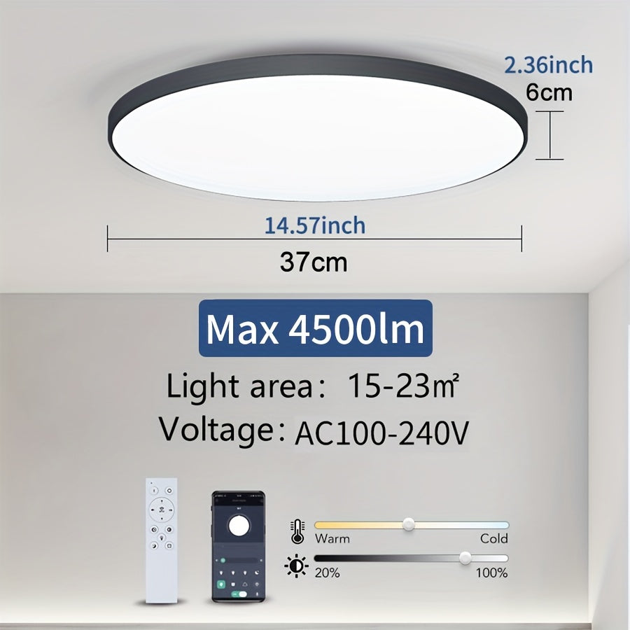 Smart Ceiling Light 18-80W Dimmable LED App Remote Control Adjustable Moisture Proof for Bedroom Living Room
