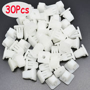 30 piezas de remaches universales blancos de ABS para carrocería de coche, sujetadores rápidos para parachoques, clips de empuje