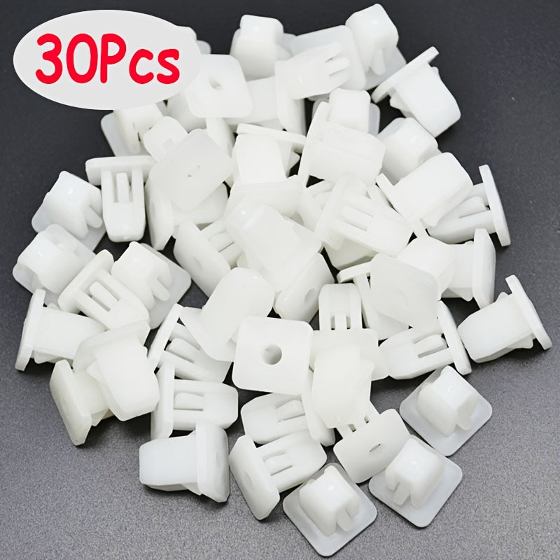 30 piezas de remaches universales blancos de ABS para carrocería de coche, sujetadores rápidos para parachoques, clips de empuje