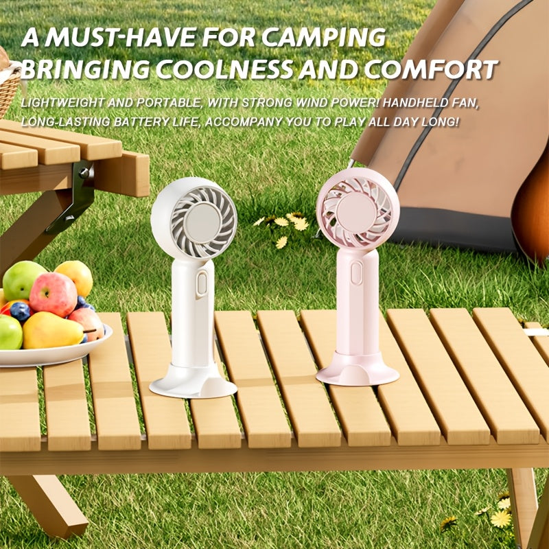 Portable USB Fan with 3 Speeds Lightweight Battery-Powered for Travel Office Outdoor in Pink Green White